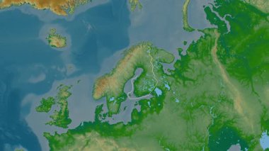 Aland haritalı Finlandiya - süzül. Bölgeler. Fiziksel.