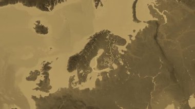 Aland haritalı Finlandiya - süzül. Bölgeler. Sepya.