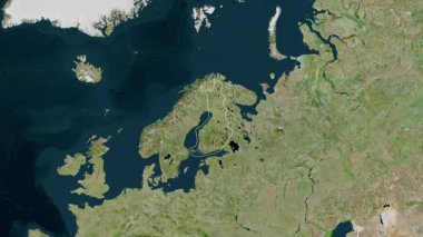 Aland haritalı Finlandiya - yakınlaştır. Bölgeler. Uydu.