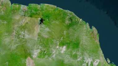 Fransız Guyanası haritası - sür. Bölgeler. Uydu.