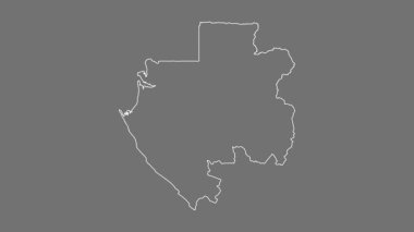 Gabon haritası - çizgi film. Bölgeler. Gri Tonlama.