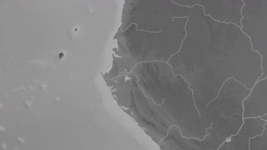 Gabon haritası - sür. Bölgeler. Gri Tonlama.