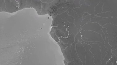 Gabon haritası. Çıkart. Bölgeler. Gri Tonlama.