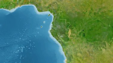 Gabon haritası - süzül. Bölgeler. Uydu.