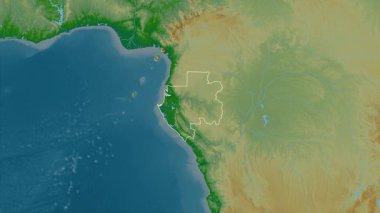 Gabon haritası - yakınlaştır. Bölgeler. Fiziksel.