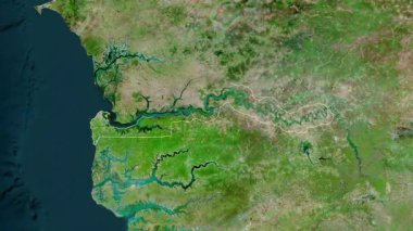 Gambiya haritası - süzül. Bölgeler. Uydu.