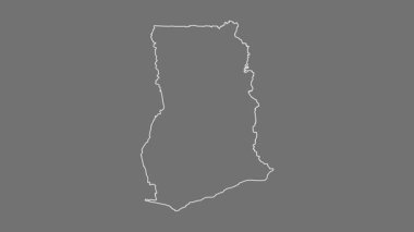 Gana haritası - çizgi film. Bölgeler. Gri Tonlama.