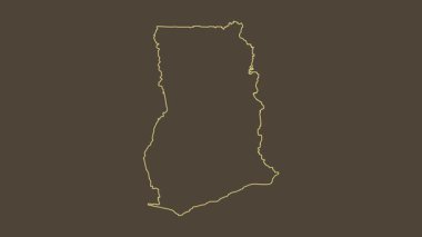 Gana haritası - çizgi film. Bölgeler. Sepya.