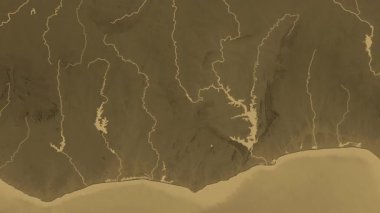 Gana haritası - sür. Bölgeler. Sepya.