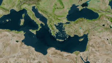 Yunanistan haritası - süzül. Bölgeler. Uydu.