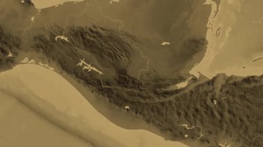 Guatemala haritası - sür. Bölgeler. Sepya.