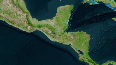 Guatemala haritası. Bölgeler. Uydu.