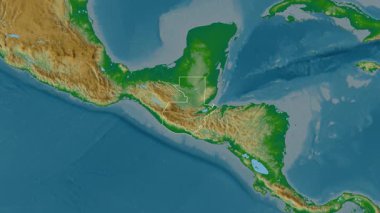 Guatemala haritası - yakınlaştır. Bölgeler. Fiziksel.