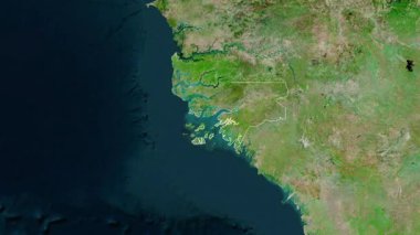 Gine-Bissau haritası - süzül. Bölgeler. Uydu.