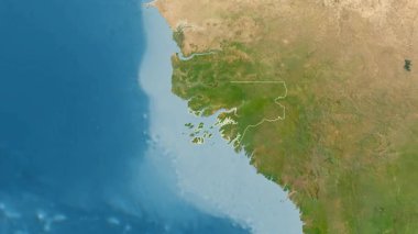 Gine-Bissau haritası - süzül. Bölgeler. Uydu.
