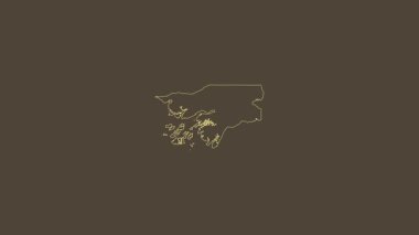 Gine-Bissau haritası - sağlam. Bölgeler. Sepia. Etiketler