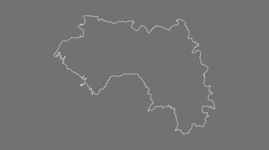 Gine haritası - çizgi film. Bölgeler. Gri Tonlama.