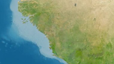 Gine haritası - sür. Bölgeler. Uydu.