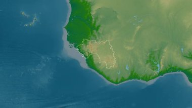 Gine haritası - yakınlaştır. Bölgeler. Fiziksel.