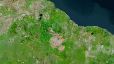 Guyana haritası - sür. Bölgeler. Uydu.