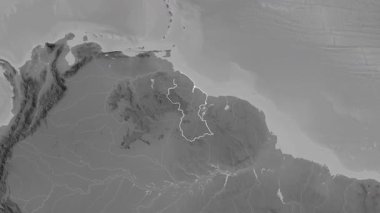 Guyana haritası - özüt. Bölgeler. Gri Tonlama.