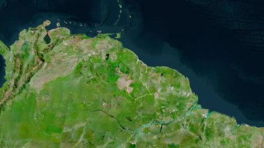Guyana haritası - süzül. Bölgeler. Uydu.