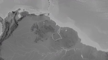 Guyana haritası - süzül. Bölgeler. Gri Tonlama.