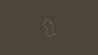 Guyana haritası - sağlam. Bölgeler. Sepia. Etiketler