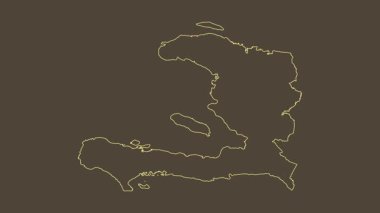 Haiti haritası - çizgi film. Bölgeler. Sepya.