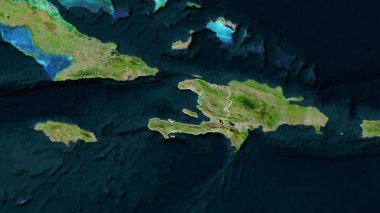 Haiti haritası - özüt. Bölgeler. Uydu. Etiketler