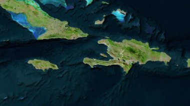 Haiti haritası - süzül. Bölgeler. Uydu.