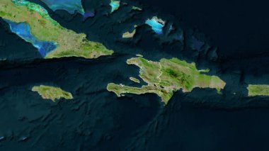 Haiti haritası - yakınlaştır. Bölgeler. Uydu.