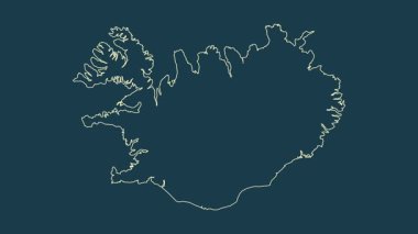 İzlanda haritası - çizgi film. Bölgeler. Fiziksel.
