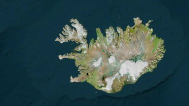 İzlanda haritası - sür. Bölgeler. Uydu.