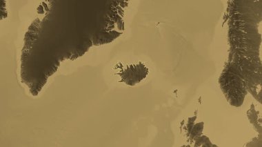 İzlanda haritası - özet. Bölgeler. Sepya.