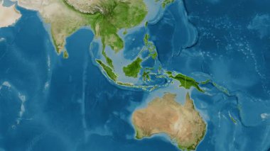 Endonezya haritası - süzül. Bölgeler. Uydu.