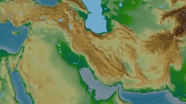 İran haritası - sür. Bölgeler. Fiziksel.