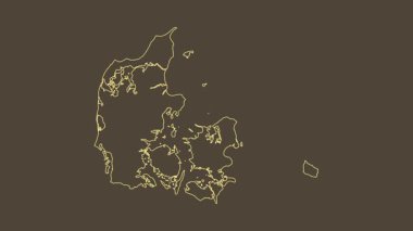 Danimarka haritası - çizgi film. Sınır. Sepya.