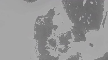 Danimarka haritası - sür. Sınır. Gri Tonlama.