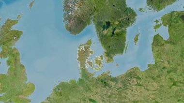 Danimarka haritası - süzül. Sınır. Uydu.