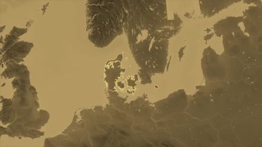 Danimarka haritası - yakınlaştır. Sınır. Sepya.