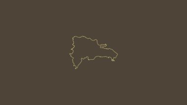 Dominik Cumhuriyeti haritası - sağlam. Sınır. Sepia. Etiketler