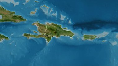 Dominik Cumhuriyeti haritası - zoom. Sınır. Uydu.