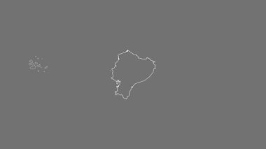 Ekvador haritası - sağlam. Sınır. Gri tonlu. Etiketler