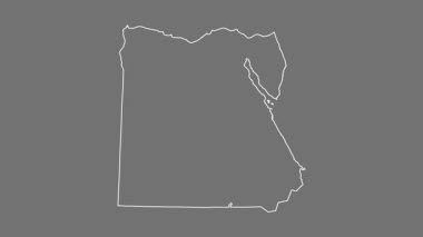Mısır haritası - çizgi film. Sınır. Gri Tonlama.