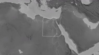 Mısır haritası - süzül. Sınır. Gri Tonlama.