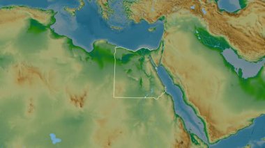 Mısır haritası - süzül. Sınır. Fiziksel.