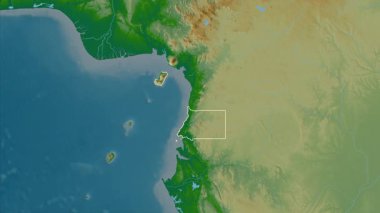 Ekvator Ginesi haritası. Sınır. Fiziksel olarak. Etiketler