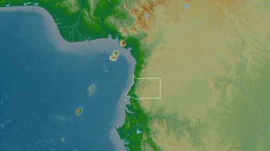 Ekvator Ginesi haritası - yakınlaştır. Sınır. Fiziksel.