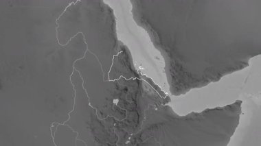 Eritre haritası - süzül. Sınır. Gri Tonlama.